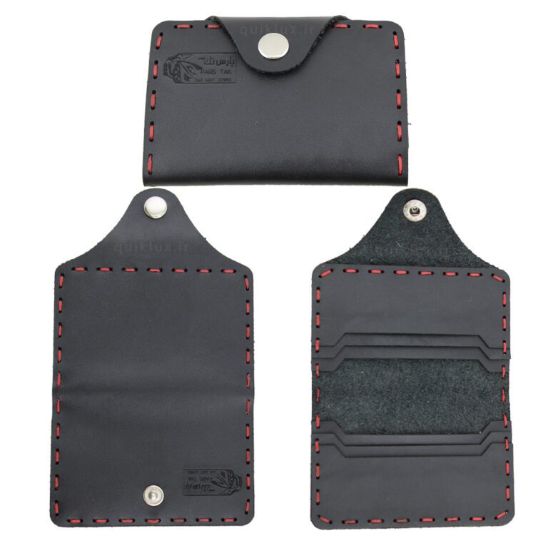 جاکارتی چرمی مشکی دوخت قرمز