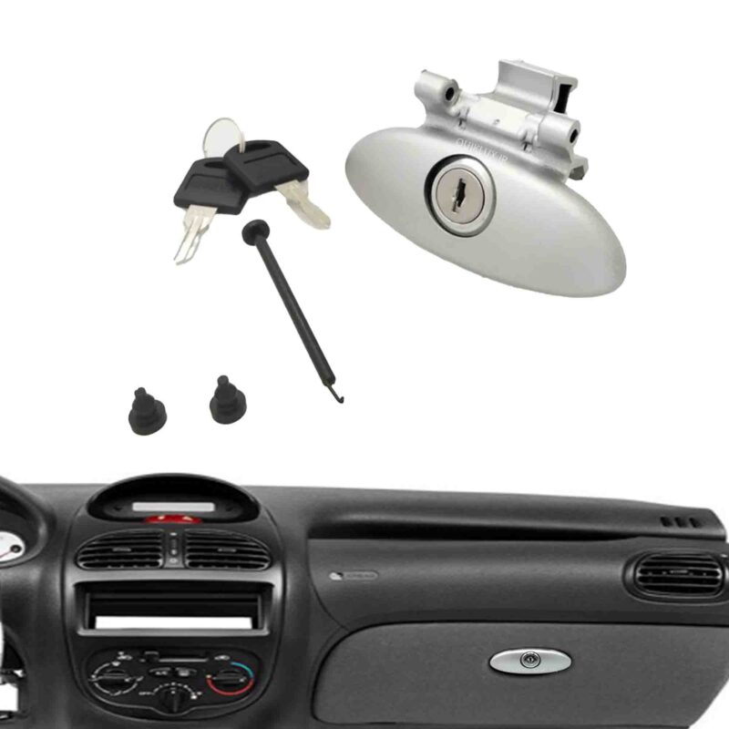 دستگیره درب داشبورد پژو 206  قفل دار  - نقره ای