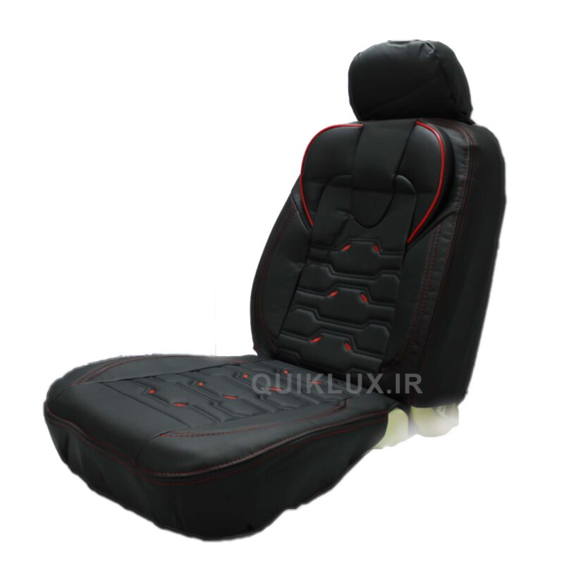 روکش صندلی تمام چرم رنوس مدل مشکی گلدوزی قرمز