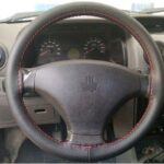 دور فرمون دوختنی چرم سوزنی مدل مشکی دوخت قرمز