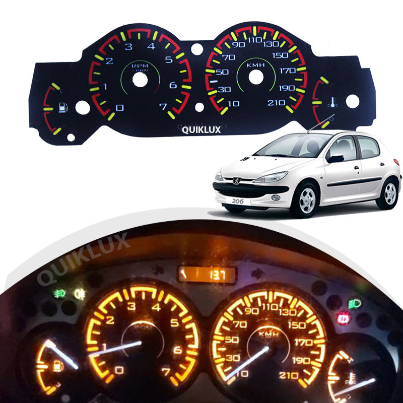 تم صفحه کیلومتر اسپرت پژو 206 - قرمز زرد