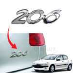 آرم نوشته پژو 206 نقره ای کروم