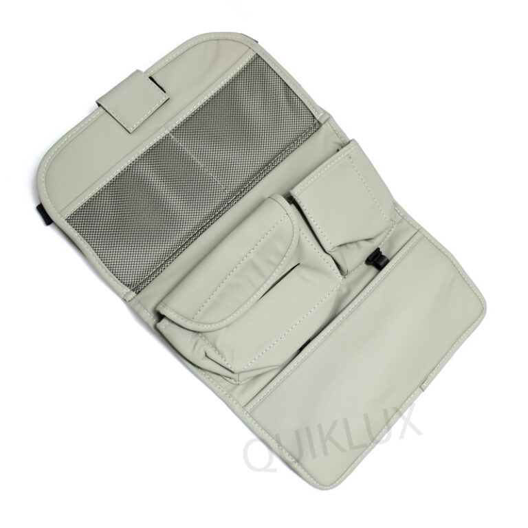 کیف چرمی نظم دهنده پشت صندلی خودرو - رنگ طوسی روشن