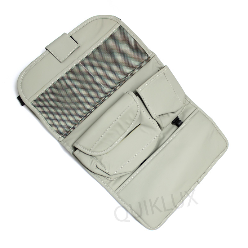 کیف چرمی نظم دهنده پشت صندلی خودرو - رنگ طوسی روشن