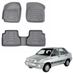 کفپوش سه بعدی ماهوت طرح چرم رنگ طوسی مناسب برای پراید