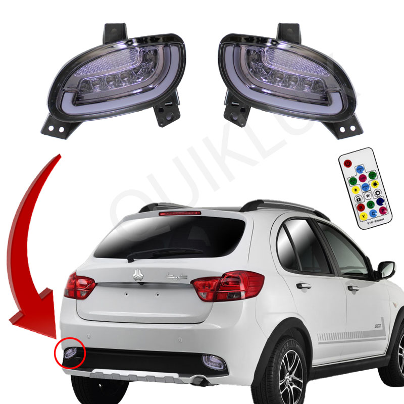 مه شکن عقب کوییک طرح سه بعدی SH رنگ دودی (مولتی کالر)