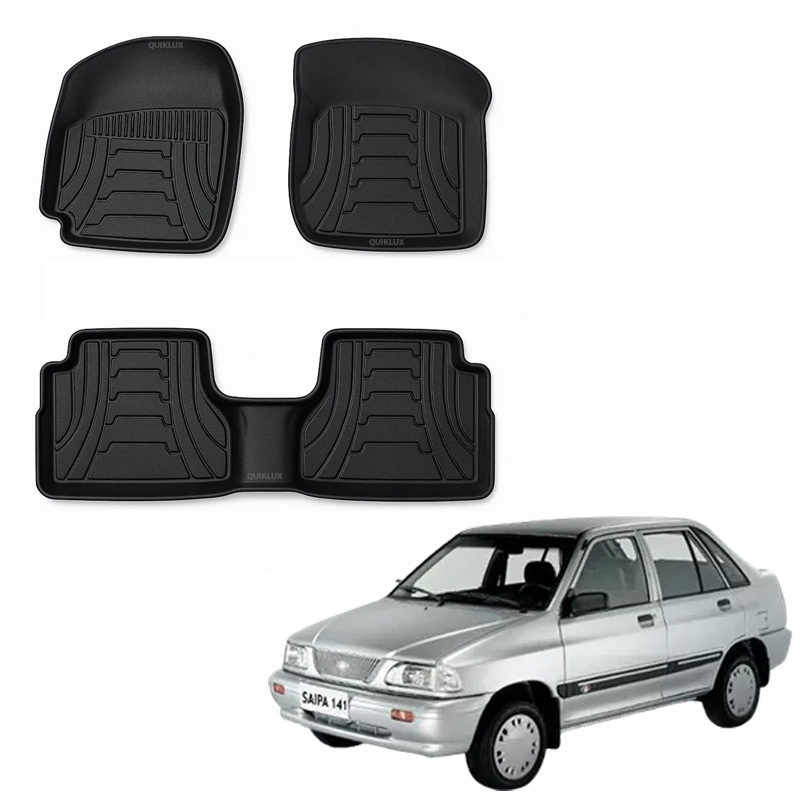 کفپوش سه بعدی ماهوت طرح چرم رنگ مشکی مناسب برای پراید