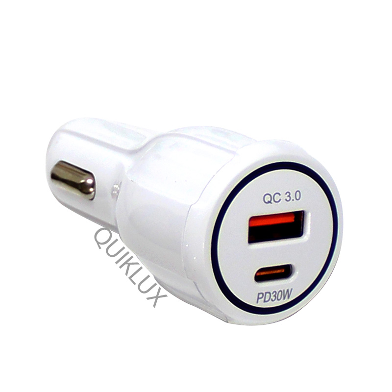 شارژر فندکی فست شارژ 48 وات USB-A و Type-C – رنگ سفید
