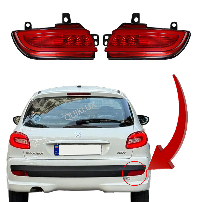 85889898 مه شکن عقب پژو 207 طرح سه بعدی SH رنگ قرمز