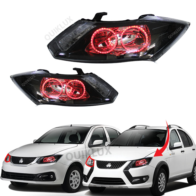 چراغ جلو اسپرت ساینا کوییک طرح حلقه نورانی رنگ قرمز