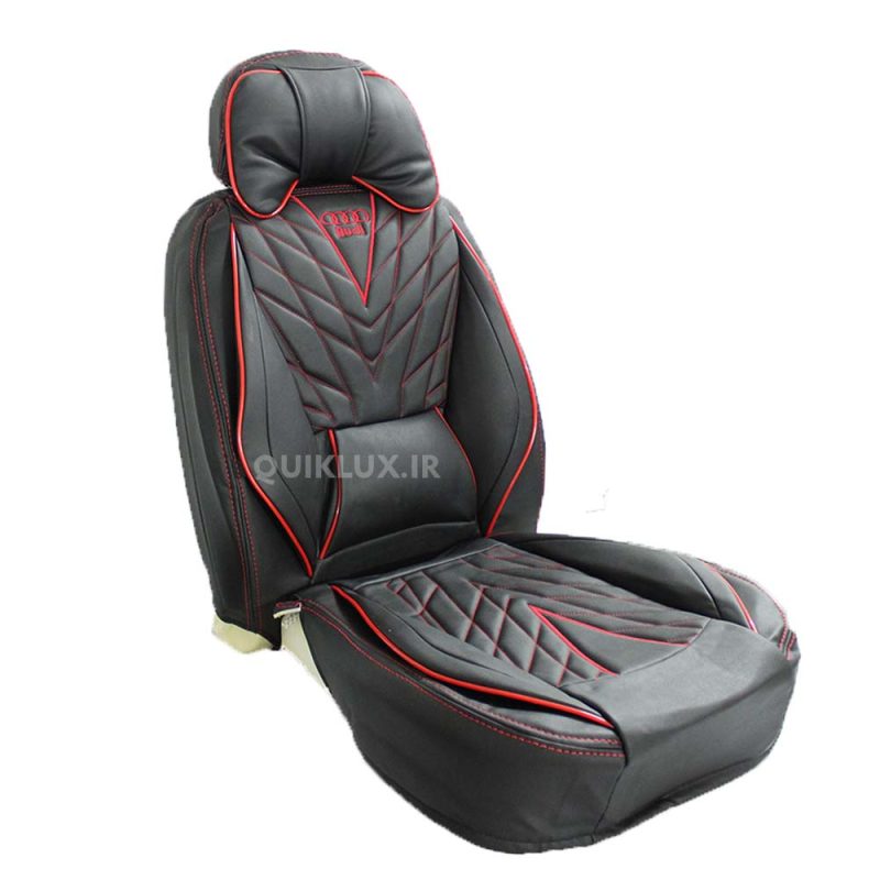 روکش صندلی تمام چرم شاهسوند طرح ائودی مشکی نوار قرمز