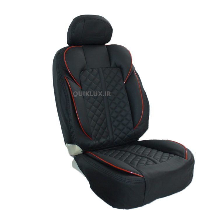 روکش صندلی تمام چرم شاهسوند مدل خلبانی مشکی نوار قرمز