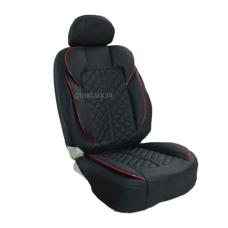 روکش صندلی تمام چرم شاهسوند مدل خلبانی مشکی نوار قرمز