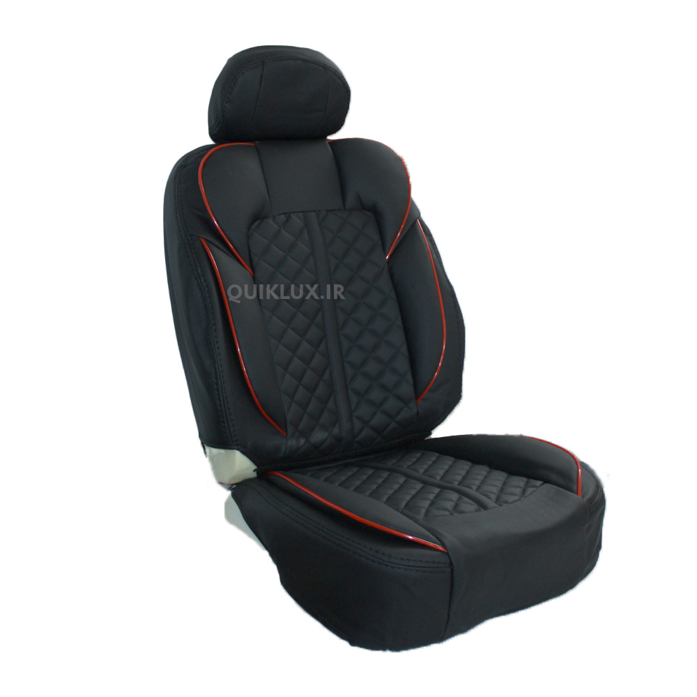 140208241746 روکش صندلی تمام چرم شاهسوند مدل خلبانی مشکی نوار قرمز