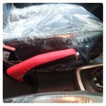 کاور ترمز دستی چرمی مدل SH26 رنگ مشکی قرمز