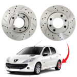 دیسک ترمز PFC سوراخ دار شیار دار چرخ عقب پژو 207 - مدل TURBO