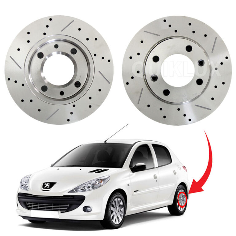 دیسک ترمز PFC سوراخ دار شیار دار چرخ عقب پژو 207 - مدل TURBO