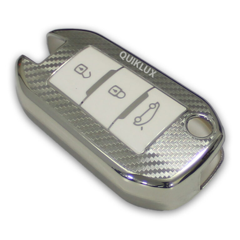 کاور سوییچ TPU طرح کربن تارا کلید خور لاکچری Mp - رنگ نقره ای سفید