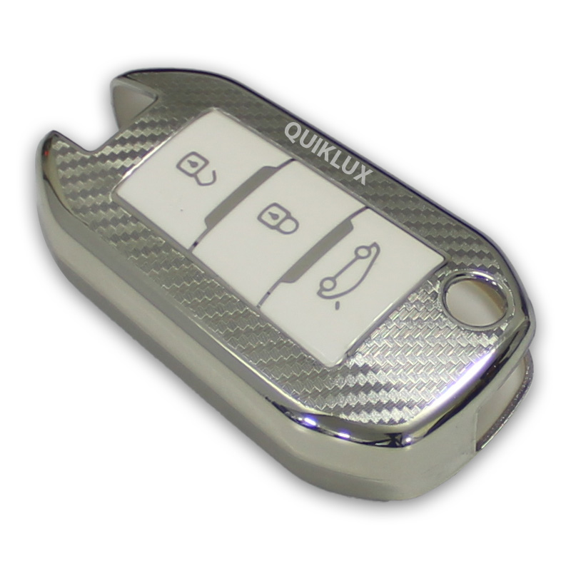 کاور سوییچ TPU طرح کربن تارا کلید خور لاکچری Mp - رنگ نقره ای سفید