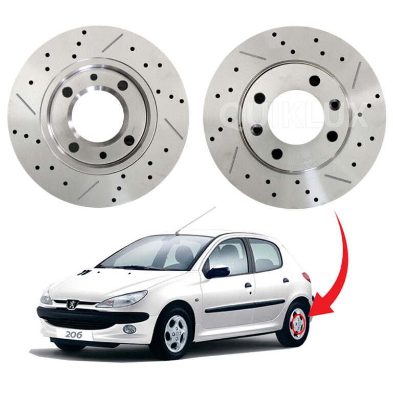 دیسک ترمز PFC سوراخ دار شیار دار چرخ عقب پژو 206 تیپ 5 - مدل TURBO