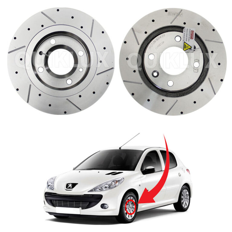 دیسک ترمز PFC سوراخ دار شیار دار چرخ جلو پژو 207 - مدل توربو اس