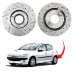 دیسک ترمز PFC سوراخ دار شیار دار چرخ عقب پژو 206 تیپ 5 - مدل توربو اس