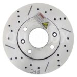 دیسک ترمز PFC سوراخ دار شیار دار چرخ جلو پژو 206 تیپ 2 و 3 - مدل توربو