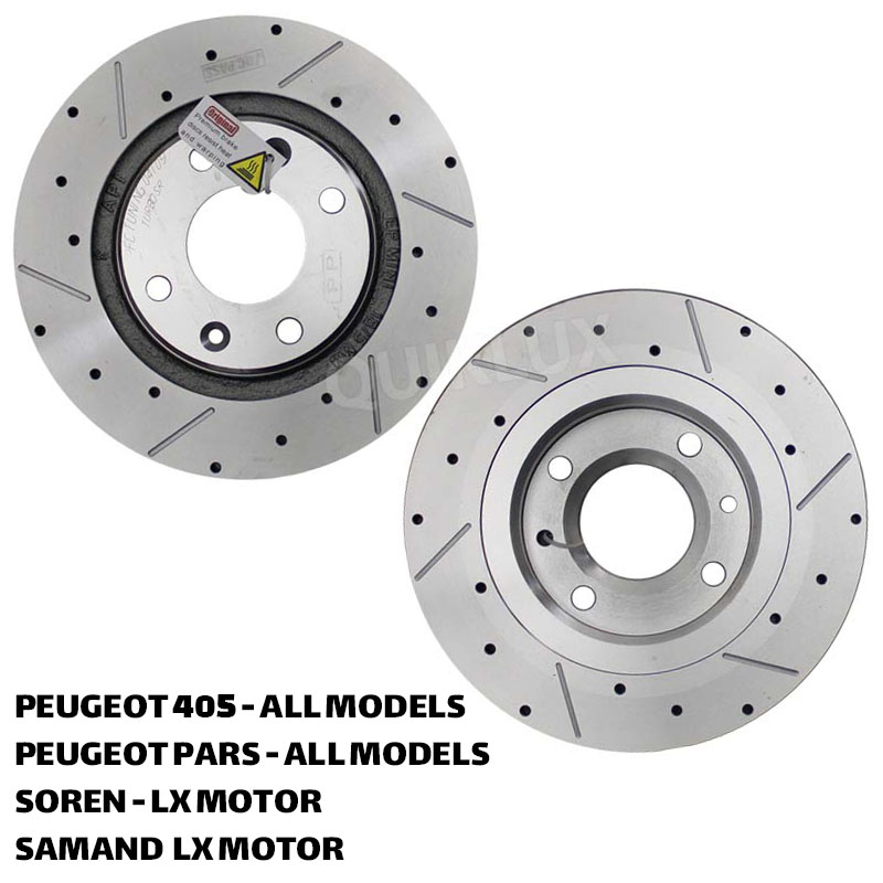 56266656 دیسک ترمز PFC سوراخ دار شیار دار پژو 405، پژو پارس، سورن ال ایکس، سمند ال ایکس - مدل توربو اس