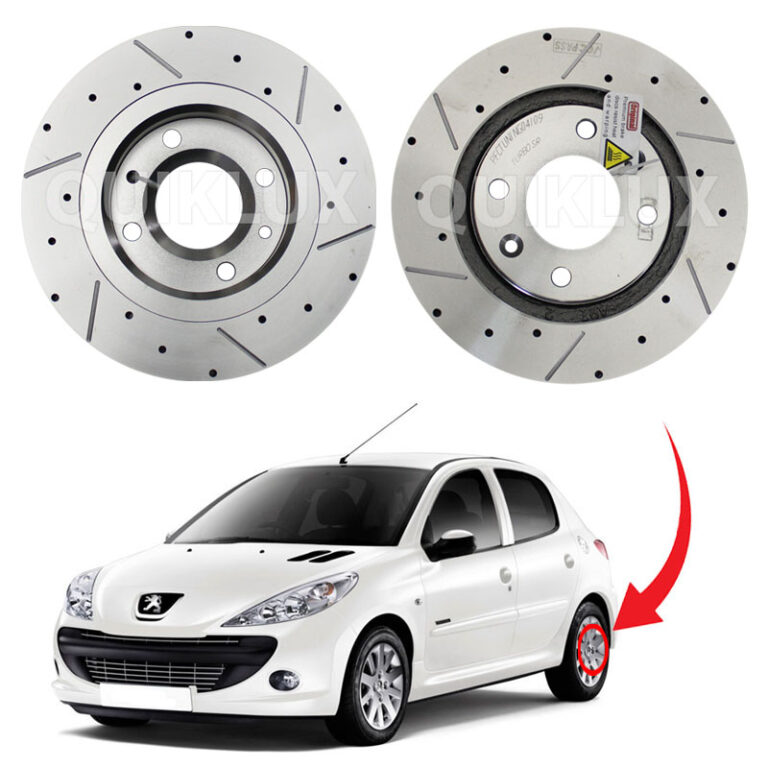دیسک ترمز PFC سوراخ دار شیار دار چرخ عقب پژو 207 - مدل توربو اس