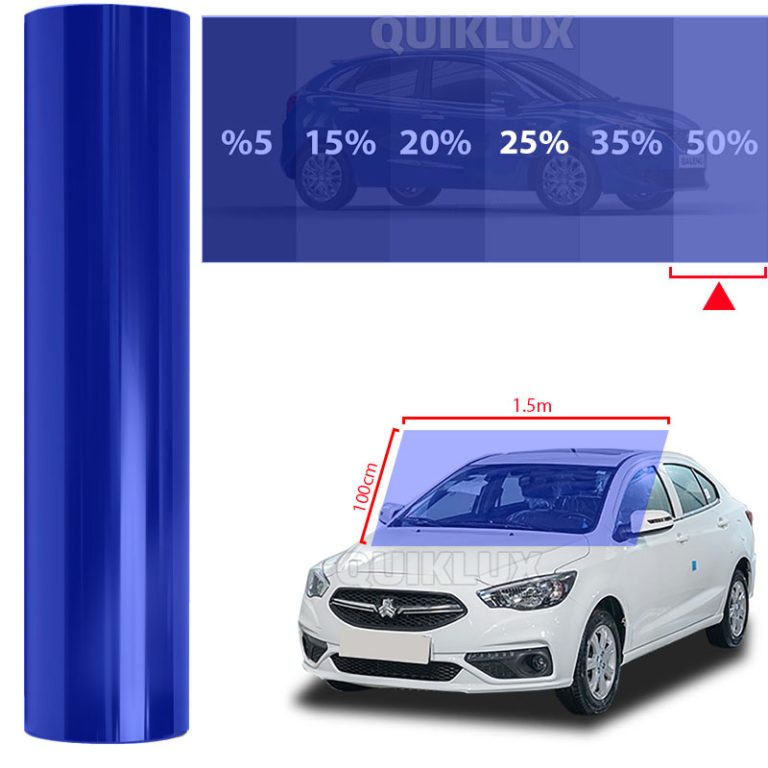 رول دودی شیشه جلو X star طول 1.5 متر عرض 100cm رنگ آبی Blue 50%