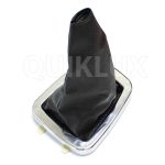 قاب استیل دور دنده همراه با گرد گیر چرمی رنگ مشکی مناسب پراید داشبورد جدید (قاب استیل لبه بلند)