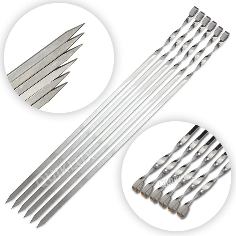 سیخ جوجه کباب استیل نازک بسته 6 عددی(کمپینگ) دسته پیچی