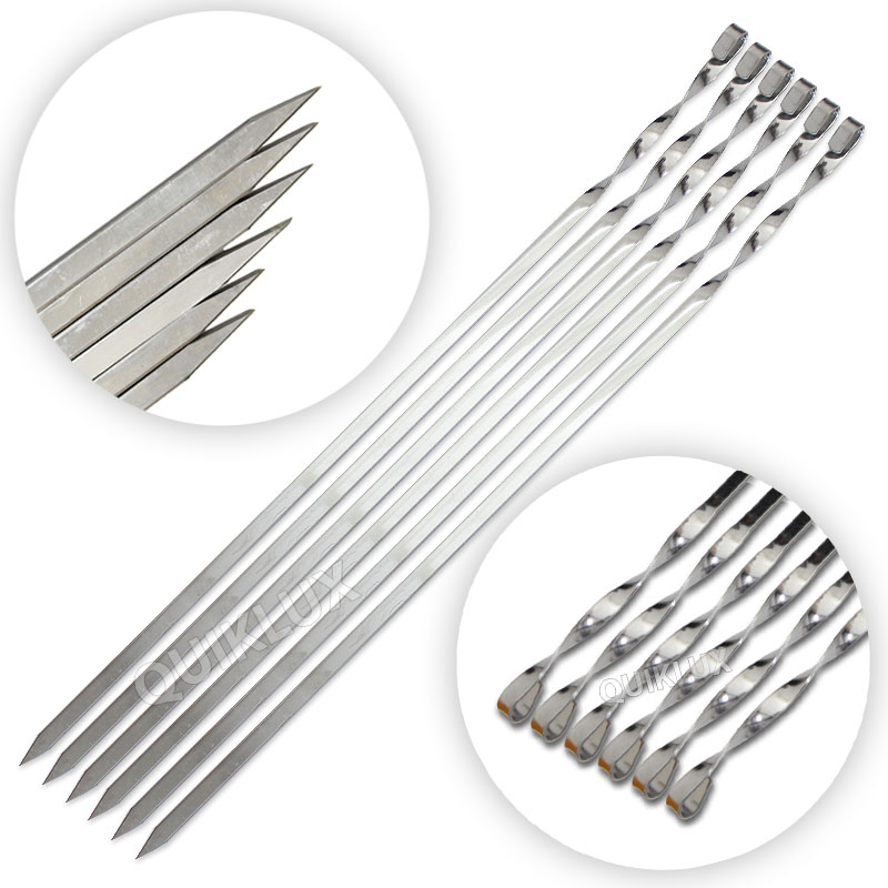 سیخ جوجه کباب استیل نازک بسته 6 عددی(کمپینگ) دسته پیچی
