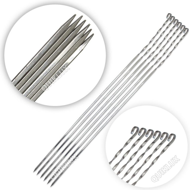 سیخ جیگر استیل بسته 6 عددی(کمپینگ) دسته پیچی